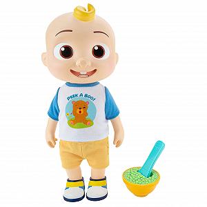 Кукла CoComelon Deluxe Interactive JJ Doll с футболкой, шортами, парой обуви, миской гороха, ложкой - Фото 1