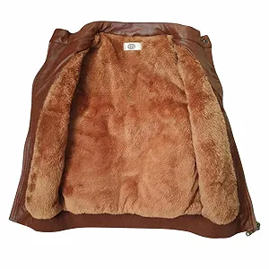 Куртка для малышей, для мальчиков, с длинными рукавами, толстая флисовая подкладка, искусственная кожа, на молнии, легкая PU куртка для мальчиков - Фото 1