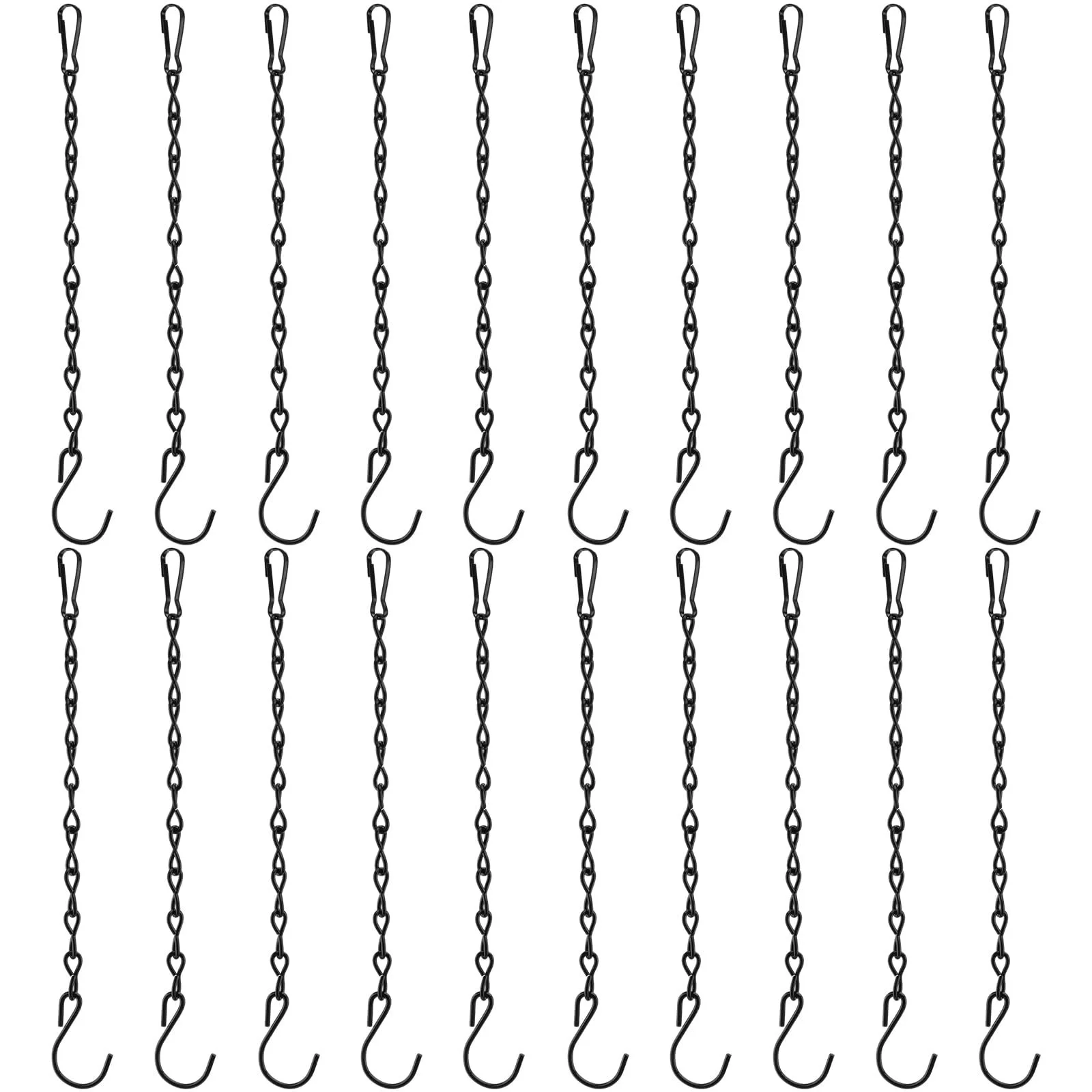 Металлические подвесные цепи с крючками 25 см черные 20 шт., фото №1