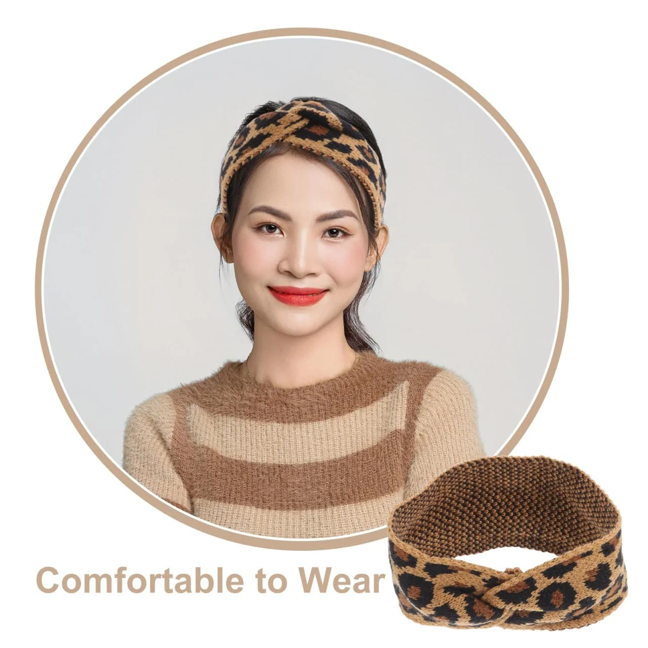 Пов'язка на голову Lurrose В'язана гачком Леопардовий принт, фото №5 Пов'язка на голову Lurrose В'язана гачком Леопардовий принт, фото №5