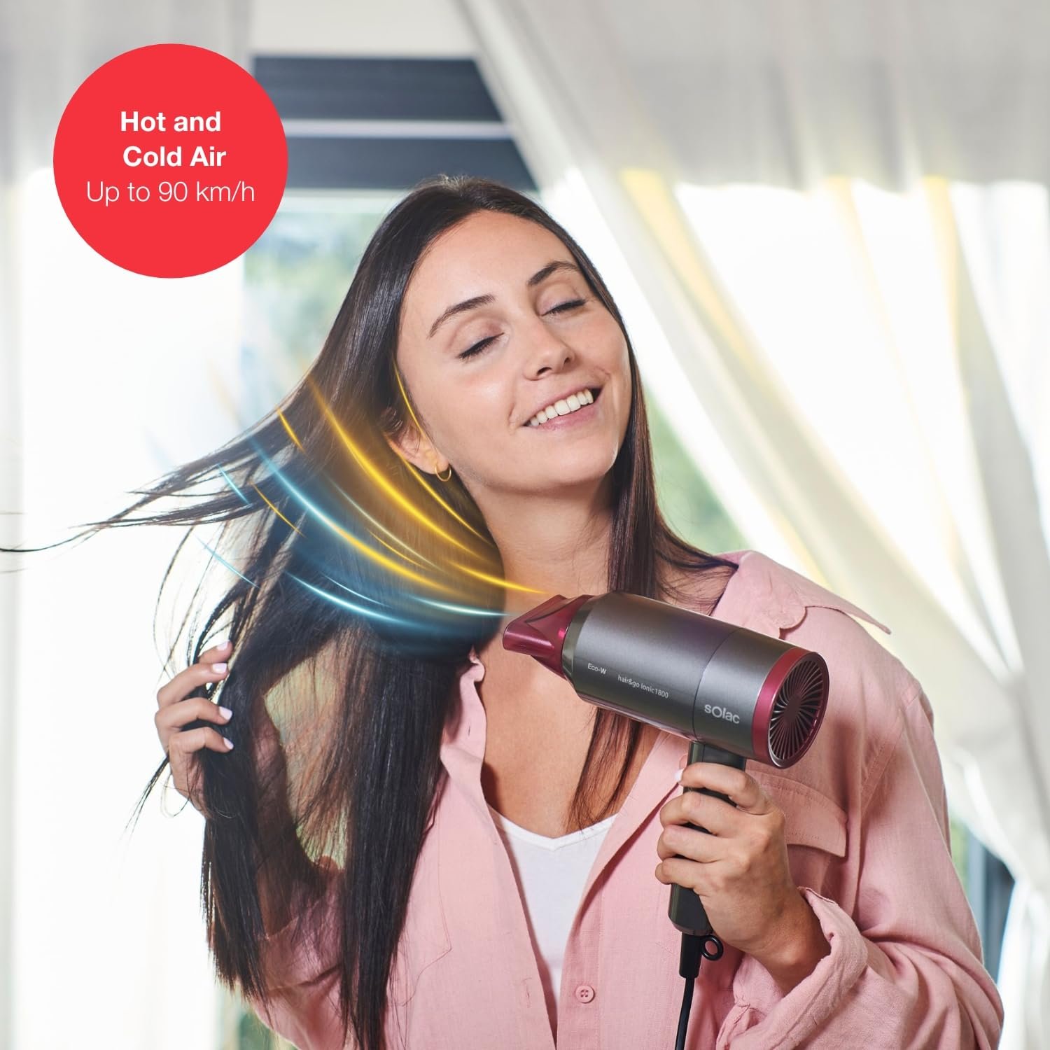 Фен Solac Hair & Go Ionic 180 Складной Ультралегкий 2000 Вт 1800 Вт Ионный 2 скорости 2 температуры Серый, фото №5