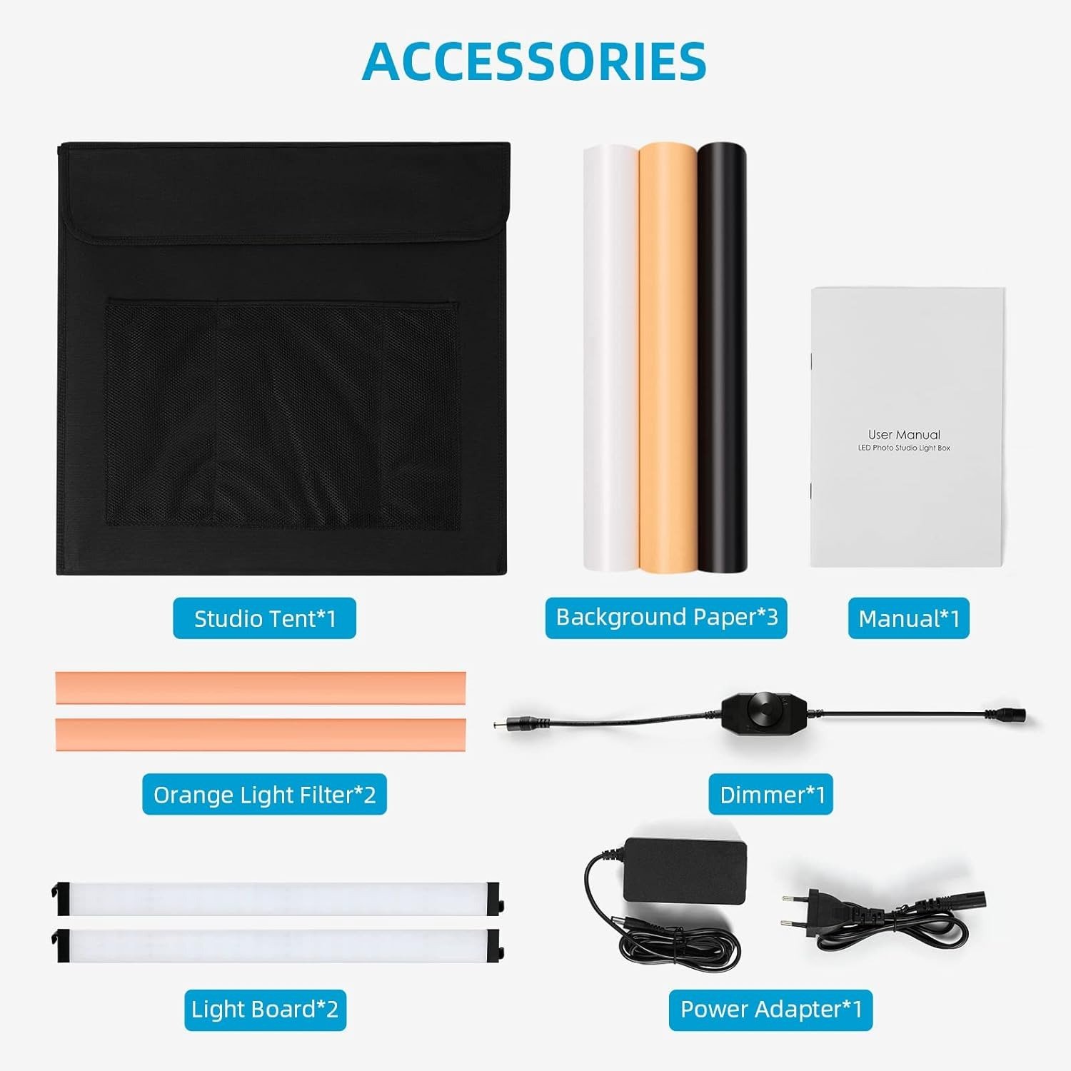 Фотобокс Amzdeal 60х60см з кольоровими фонами 3 шт Чорний, фото №7 Фотобокс Amzdeal 60х60см з кольоровими фонами 3 шт Чорний, фото №7