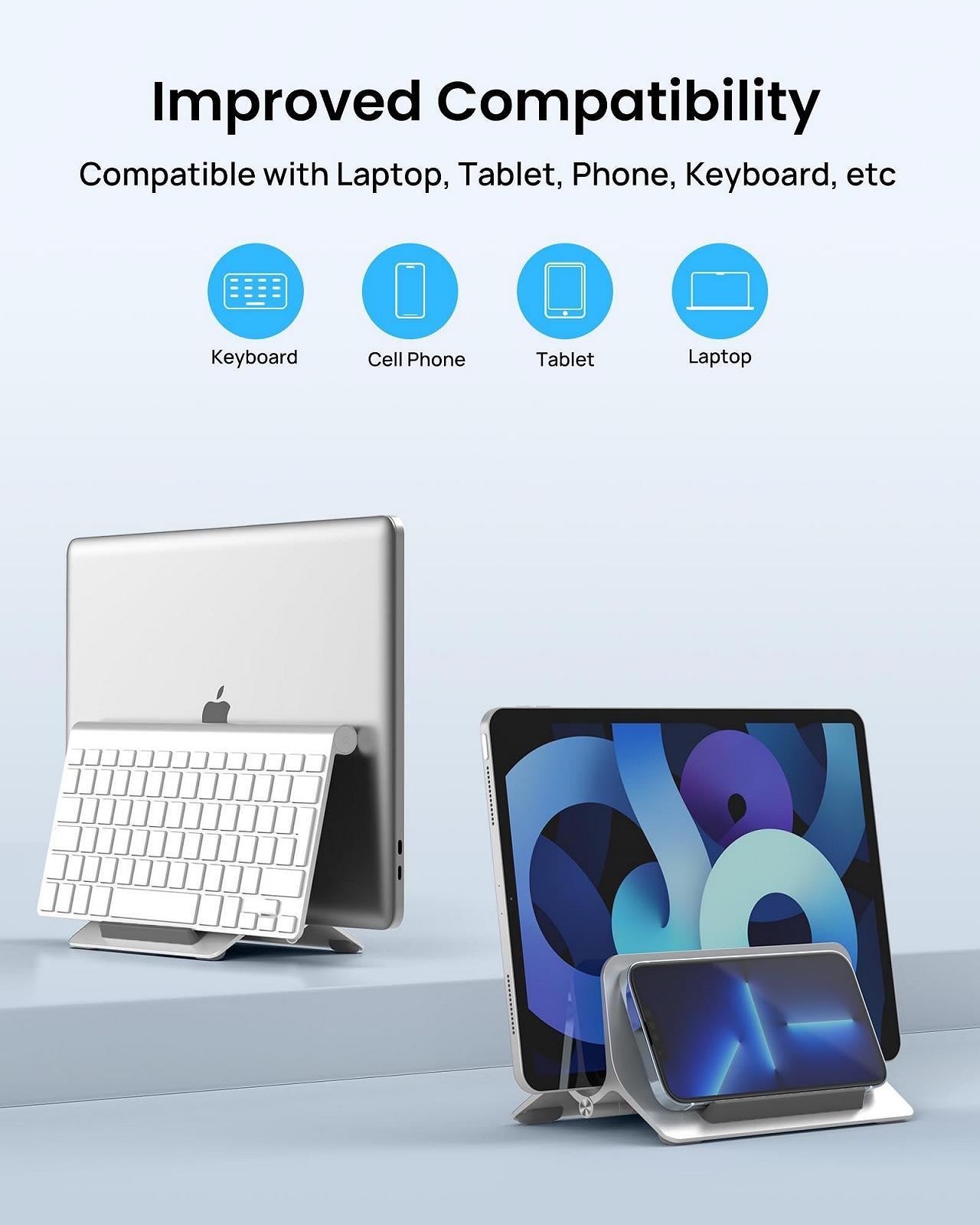 Подставка для ноутбука SODI, вертикальная подставка для MacBook Air, MacBook Pro, iPad, iPhone, регулируемая подставка для MacBook, серебристая, фото №5