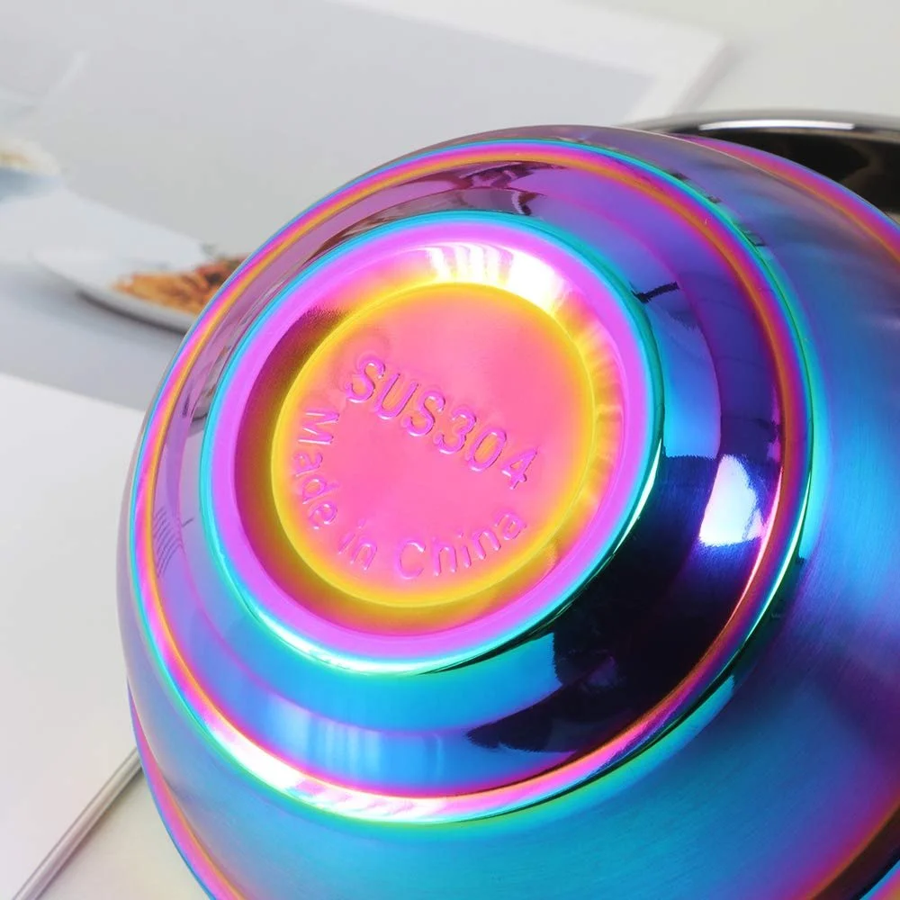 Набір мисок для супу та пластівців SBOMHS Rainbow 4 шт. 18/10 Stainless Steel 500 мл 13 см подвійні стінки, фото №3