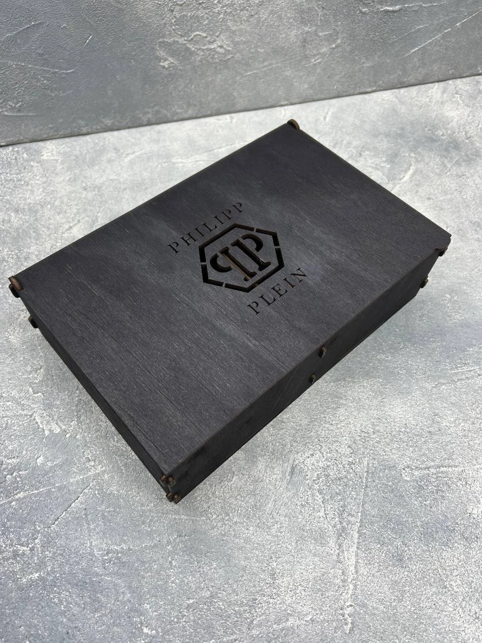 Подарунковий набір Ремінь і Гаманець Philipp Plein в подарунковій коробочці з дерева, фото №4