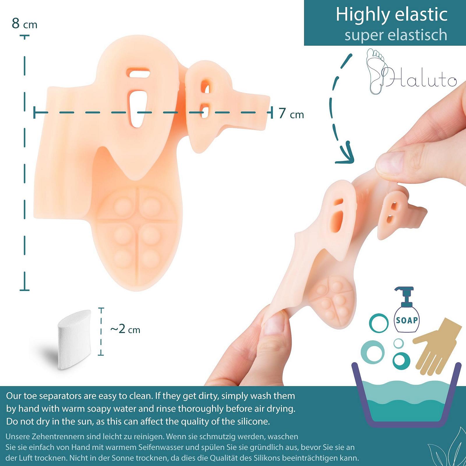 Роздільник для великого пальця ноги HALUTO, 3 пари / 6 штук, силіконовий, фото №5