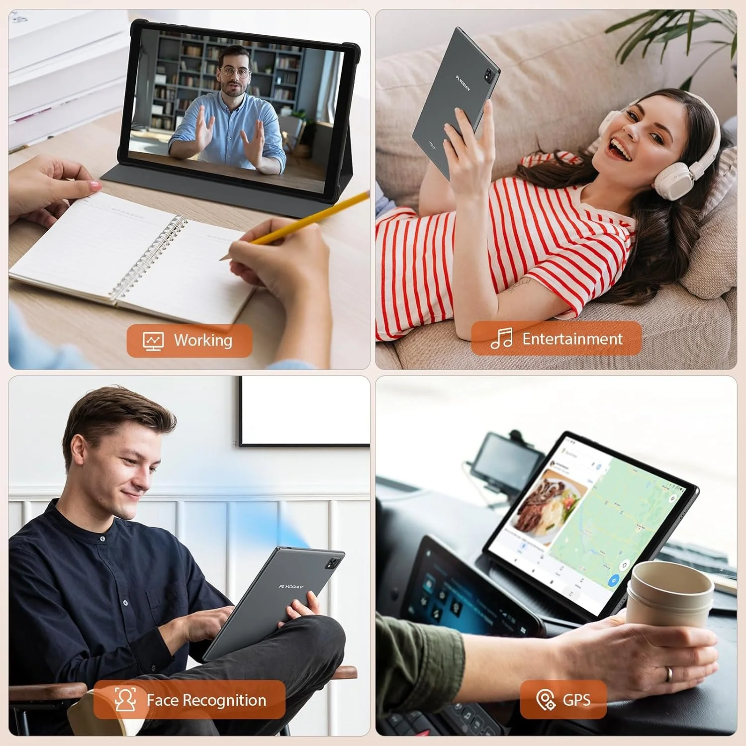 Планшет 10'' Full HD FLYCOAY M820-ЄЕЗ (12+24)/128Gb / 8 ядер / Android 14 / 8000 мАг / Сірий, фото №7