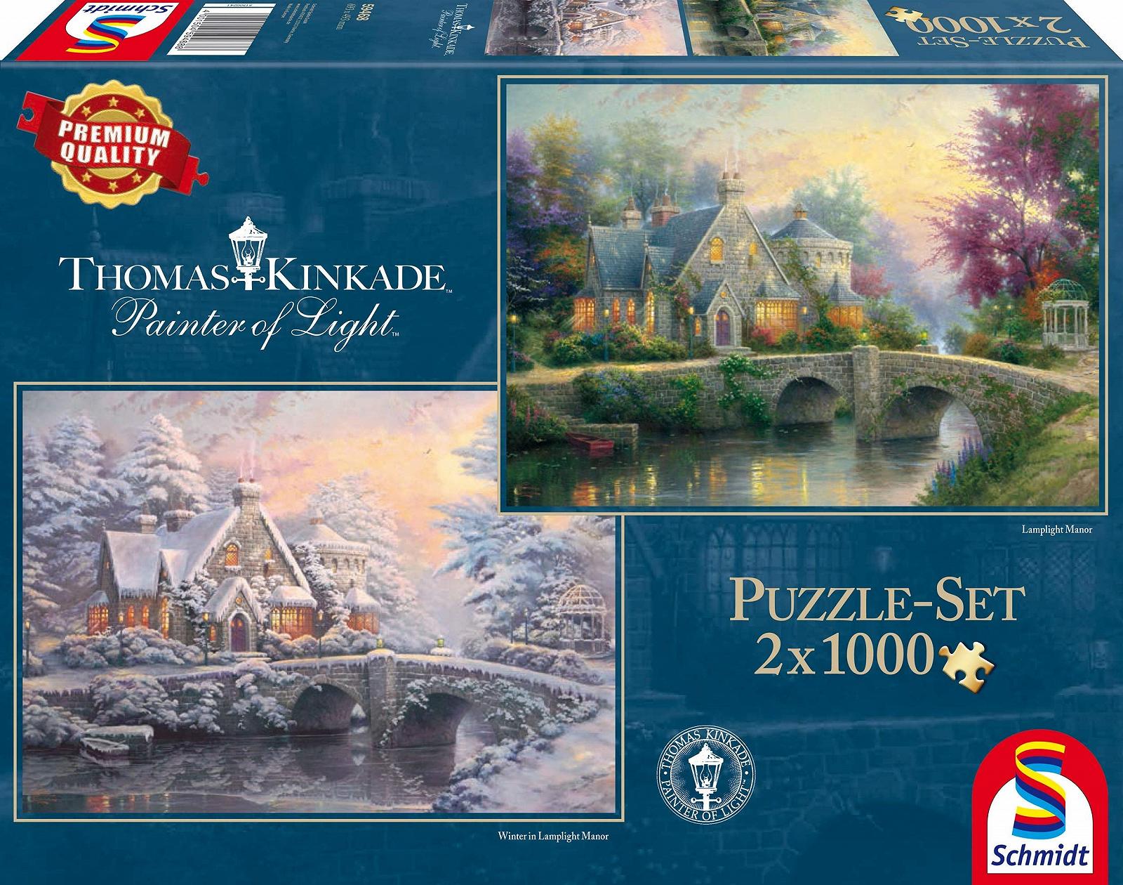 Классический пазл Schmidt Spiele Thomas Kinkade 59468 Winter In Lamplight Manour 2 x 1000 элементов, фото №1 Классический пазл Schmidt Spiele Thomas Kinkade 59468 Winter In Lamplight Manour 2 x 1000 элементов, фото №1
