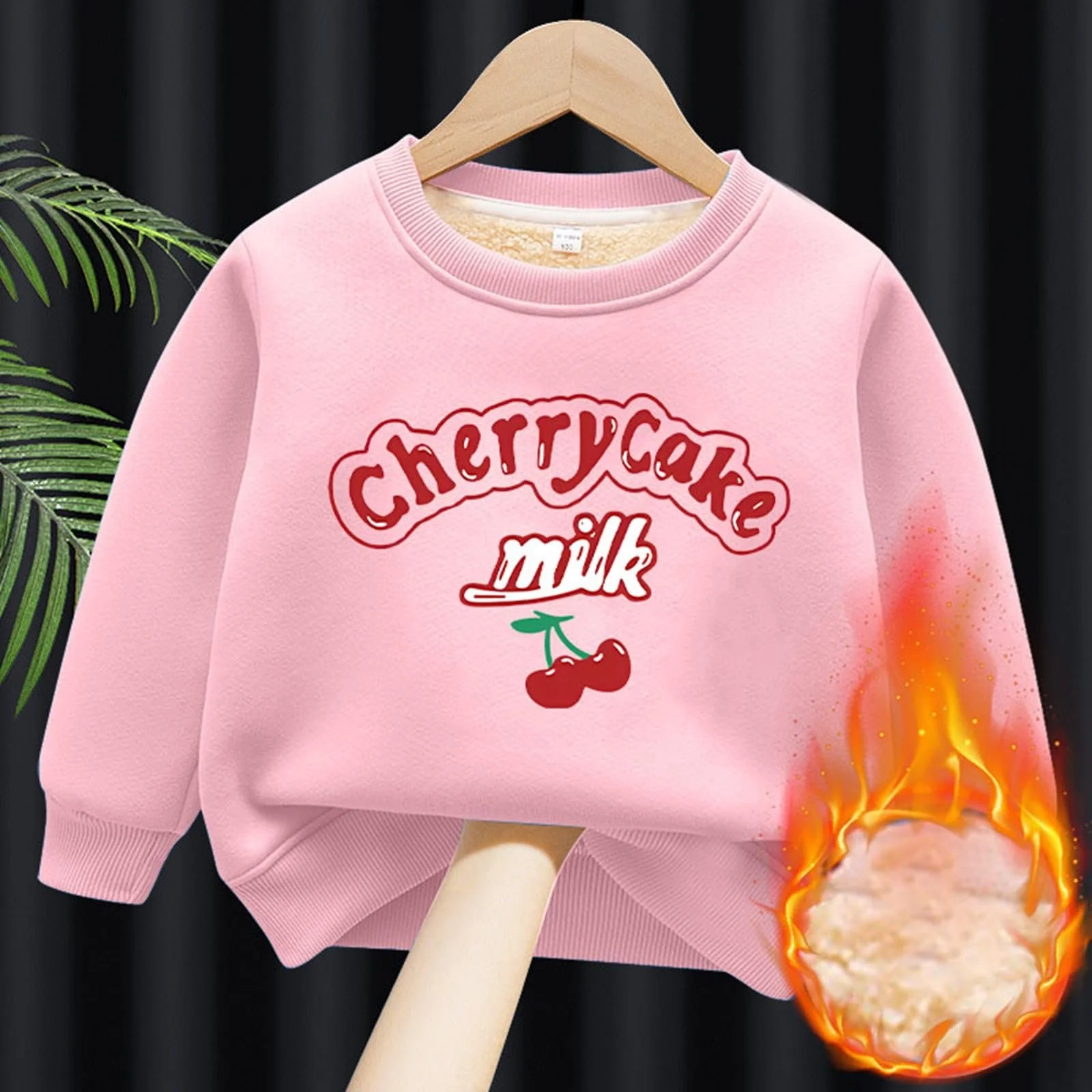 Рубашка с длинными рукавами для девочки - Толстовки с круглым вырезом и флисовой подкладкой для детей, мальчиков и девочек, топы теплые толстые, фото №2