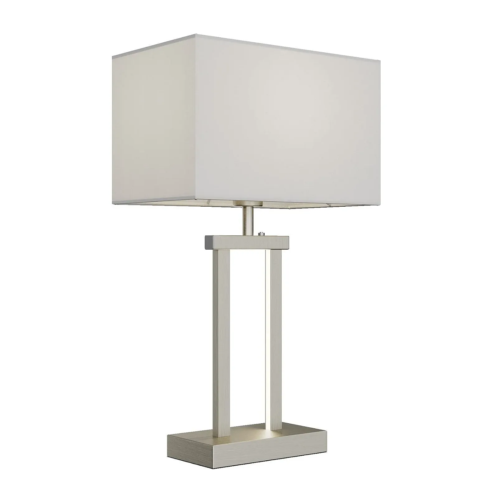 Настільна лампа Lindby LED Dimmable Fabric Shade White, фото №1