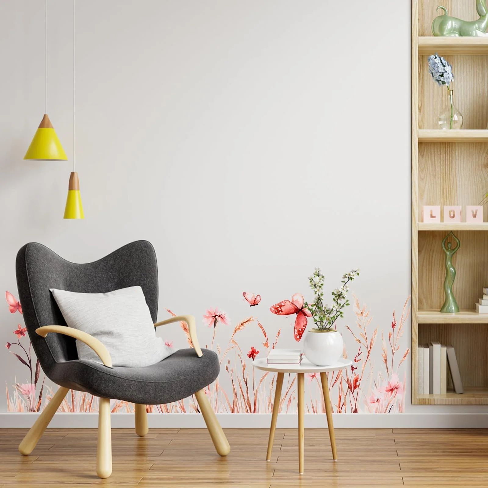 Наклейки на стіну Pack of 2 Flowers Grass Butterflies Green, фото №4 Наклейки на стіну Pack of 2 Flowers Grass Butterflies Green, фото №4