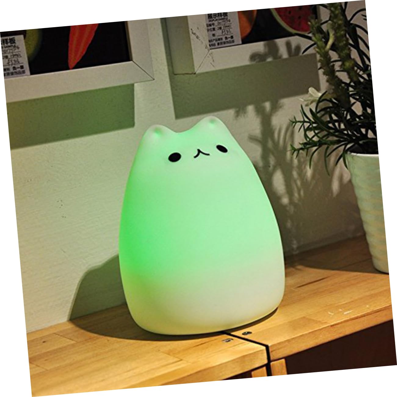 Лампа HEMOTON USB Перезаряджувана Нічник Пульт дистанційного керування Силіконовий Кіт Білий, фото №3