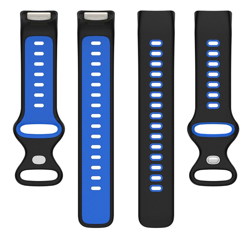 Силиконовый ремешок Primolux Sport для фитнес браслета Fitbit Charge 5 Black&Blue размер М, фото №5