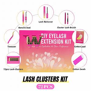 Набір W DIY Eyelash Extension Kit D Curl Cluster Lashes 72 шт. з Клей і Засіб для видалення вій Аплікатор для вій для початківців (ST Kit-D-10-16 мм) synthetic.ua - Фото 1