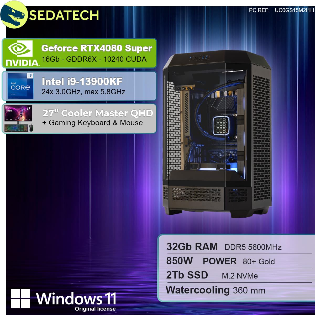 ПК Sedatech Package Pro Gaming Water Cooling Intel i9-13900KF RTX4080 Super 32GB DDR5 2TB SSD M.2 Windows 11, фото №2