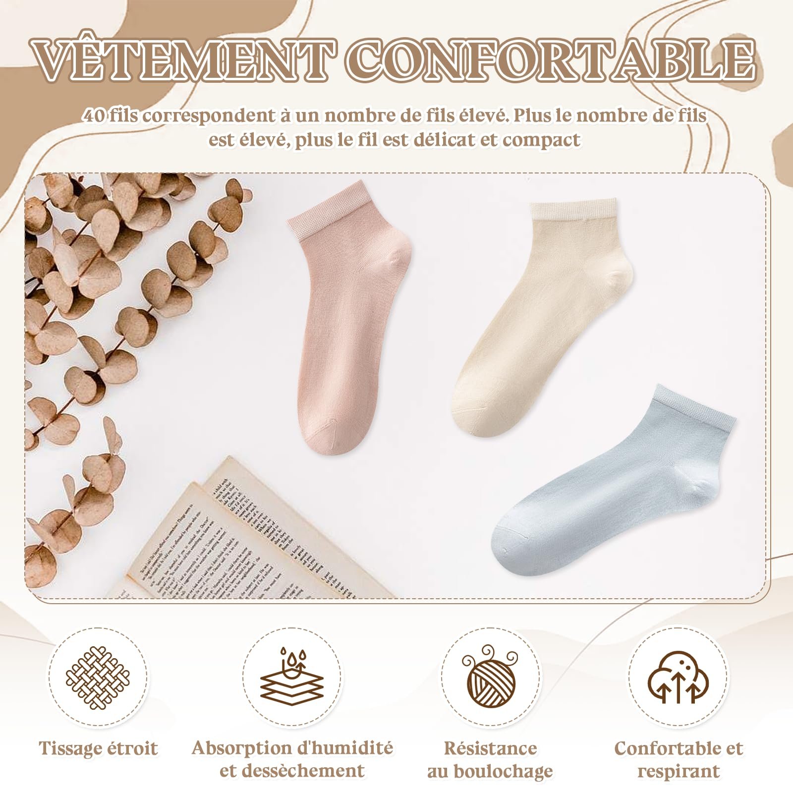 Женские спортивные носки 6 пар 35-38 Тонкие дышащие Короткие Тонкие, фото №4