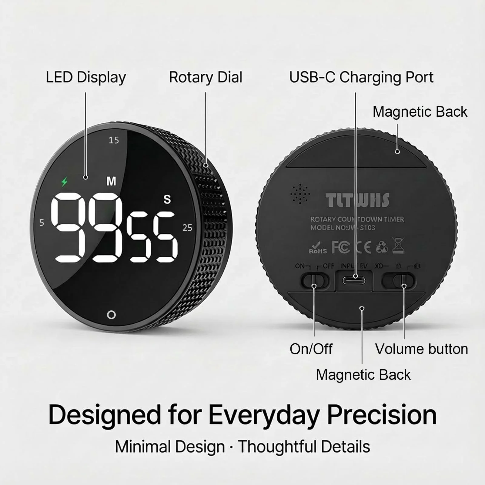 Цифровой кухонный таймер магнитный LED-дисплей 3 пресета 3 уровня громкости, фото №8 Цифровой кухонный таймер магнитный LED-дисплей 3 пресета 3 уровня громкости, фото №8