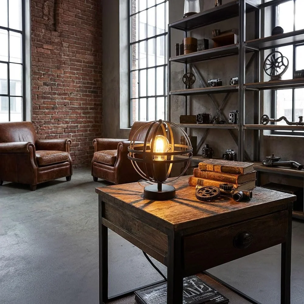 Настольная лампа GLOBO Industrial Ball металлическая E27 20 x 24.5 см черная матовая, фото №3