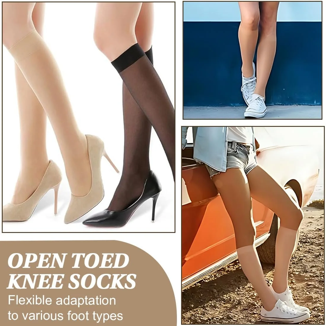 Шкарпетки до колін без пальців Fine для жінок HABNI, 2 пари, фото №6 Шкарпетки до колін без пальців Fine для жінок HABNI, 2 пари, фото №6