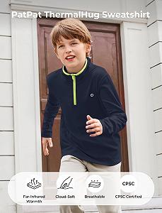 Спортивный кардиган для мальчиков PATPAT, мягкая шерстяная тренировочная куртка с полузастежкой-молнией и отверстиями для больших пальцев - согревающая, дышащая и легкая для осенне-зимних тренировок на открытом воздухе synthetic.ua - Фото 1