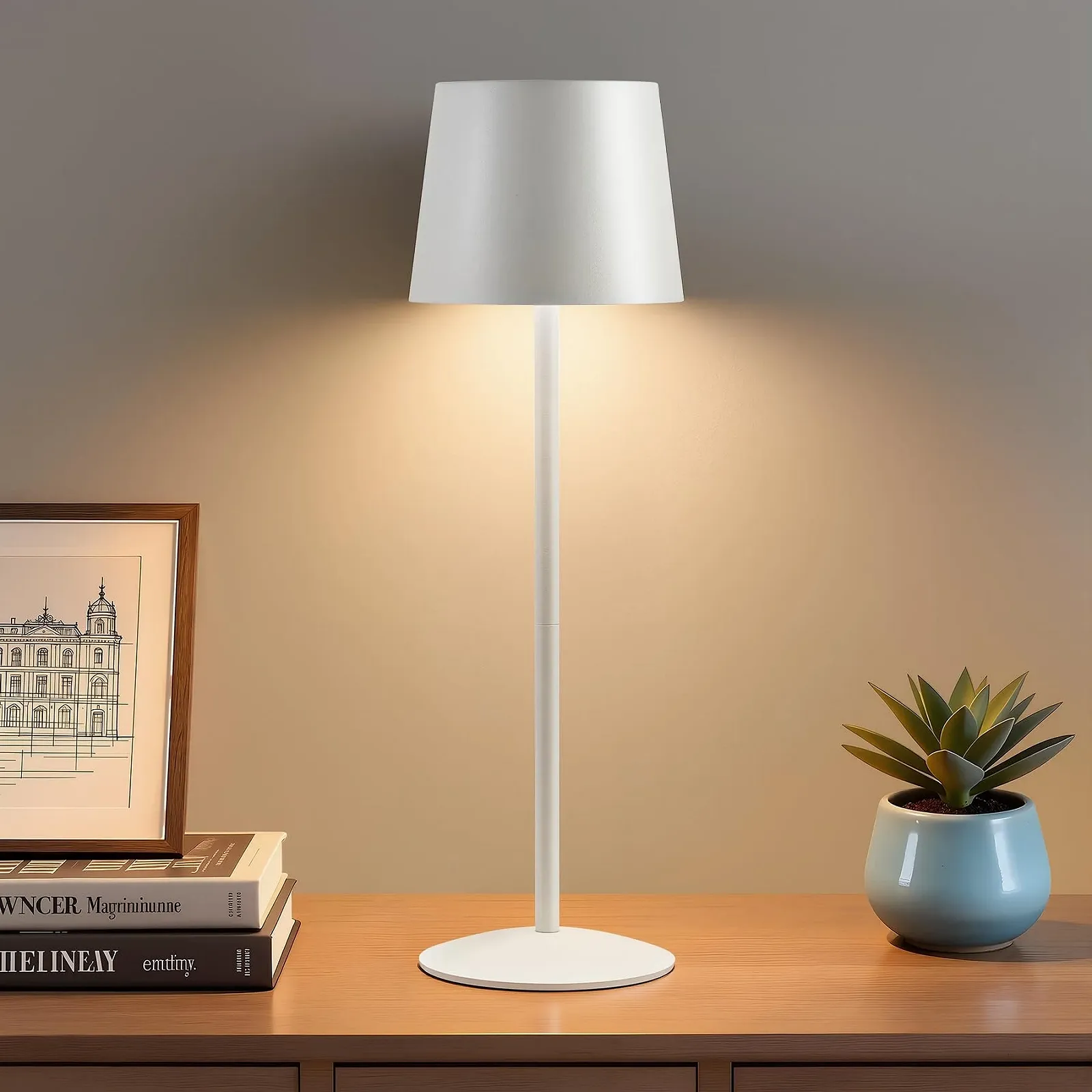 Настільна лампа GyroVu акумуляторна LED сенсорна регульована по висоті IP44 біла, фото №1