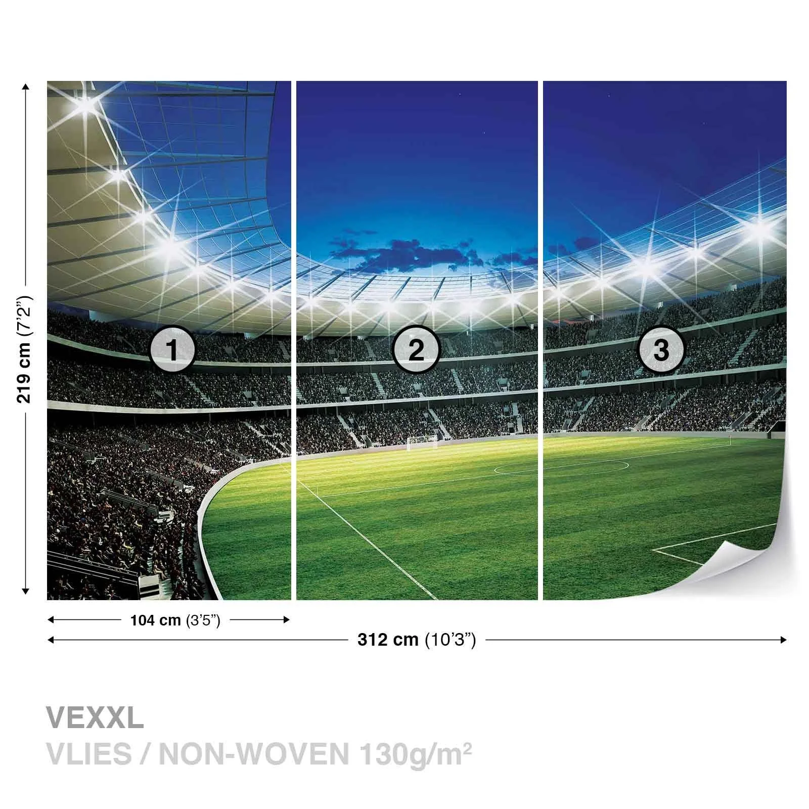 Фотообои флизелиновые Sport Football Stadium Child 312 x 219 см с клеем 3D эффект, фото №2