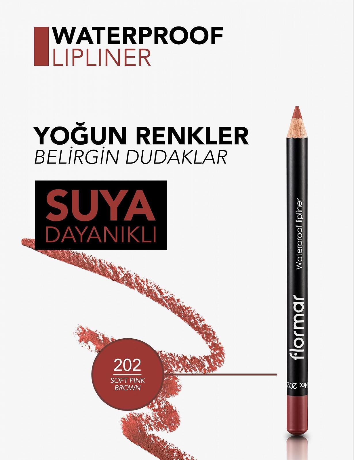 Олівець для губ Flormar Водостійкий 202 Ніжний Рожево-Коричневий, фото №4