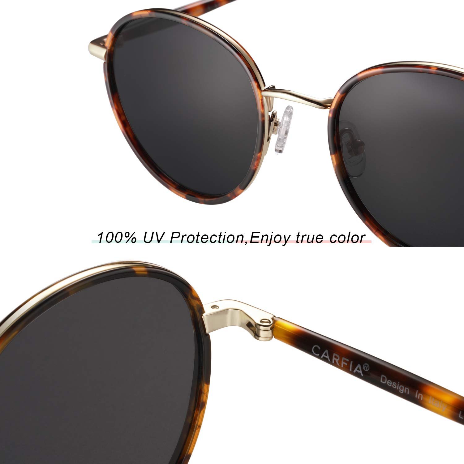 Сонцезахисні окуляри Поляризовані Жіночі Carfia Ретро Круглі UV400, фото №8