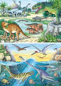 Дитячий пазл Ravensburger Wieso? Weshalb? Warum? Dinosaurs and Their Habitats 05128 2 x 24 елементи synthetic.ua - Фото 1