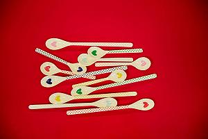 Ложки для риса и чая Rice Hearts Print с сердечками набор 6 шт меламин synthetic.ua - Фото 1