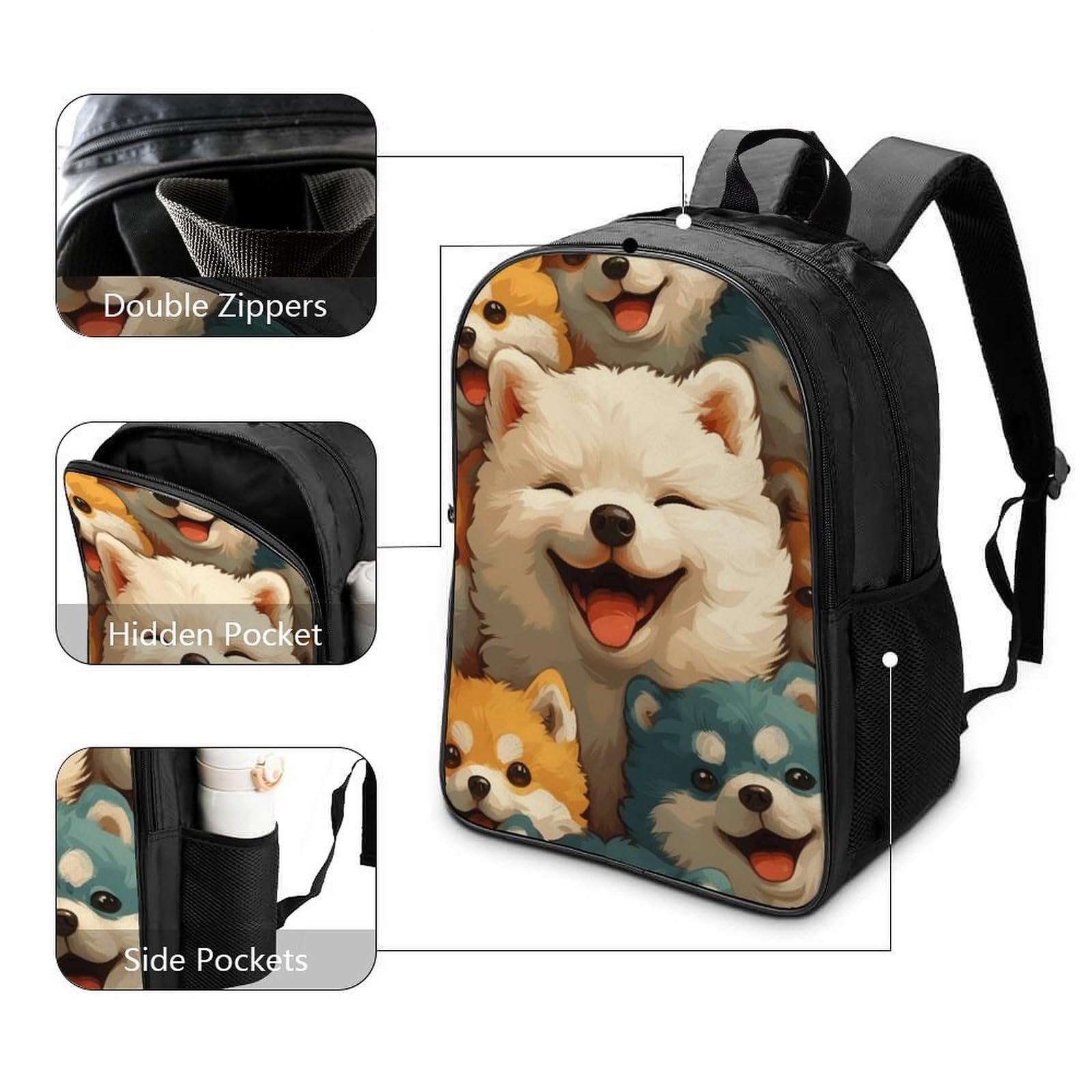 Школьный рюкзак MXRMXR Pomeranian Для мальчиков, девочек и подростков, водонепроницаемый, для женщин и мужчин, школьная сумка, рюкзак для ноутбука 40x28x16 см, фото №3
