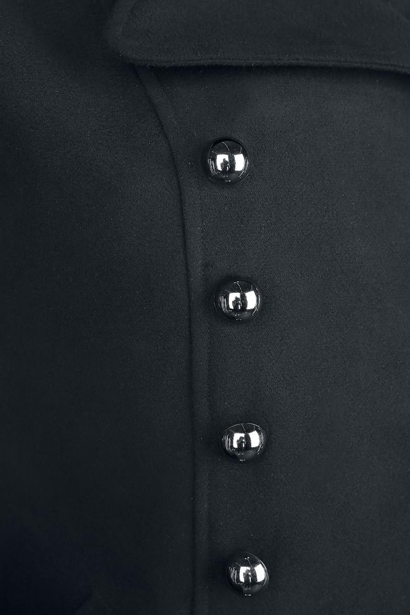 Пальто Gothicana by EMP Довге У стилі мілітарі Двобортне Чорне, фото №3 Пальто Gothicana by EMP Довге У стилі мілітарі Двобортне Чорне, фото №3