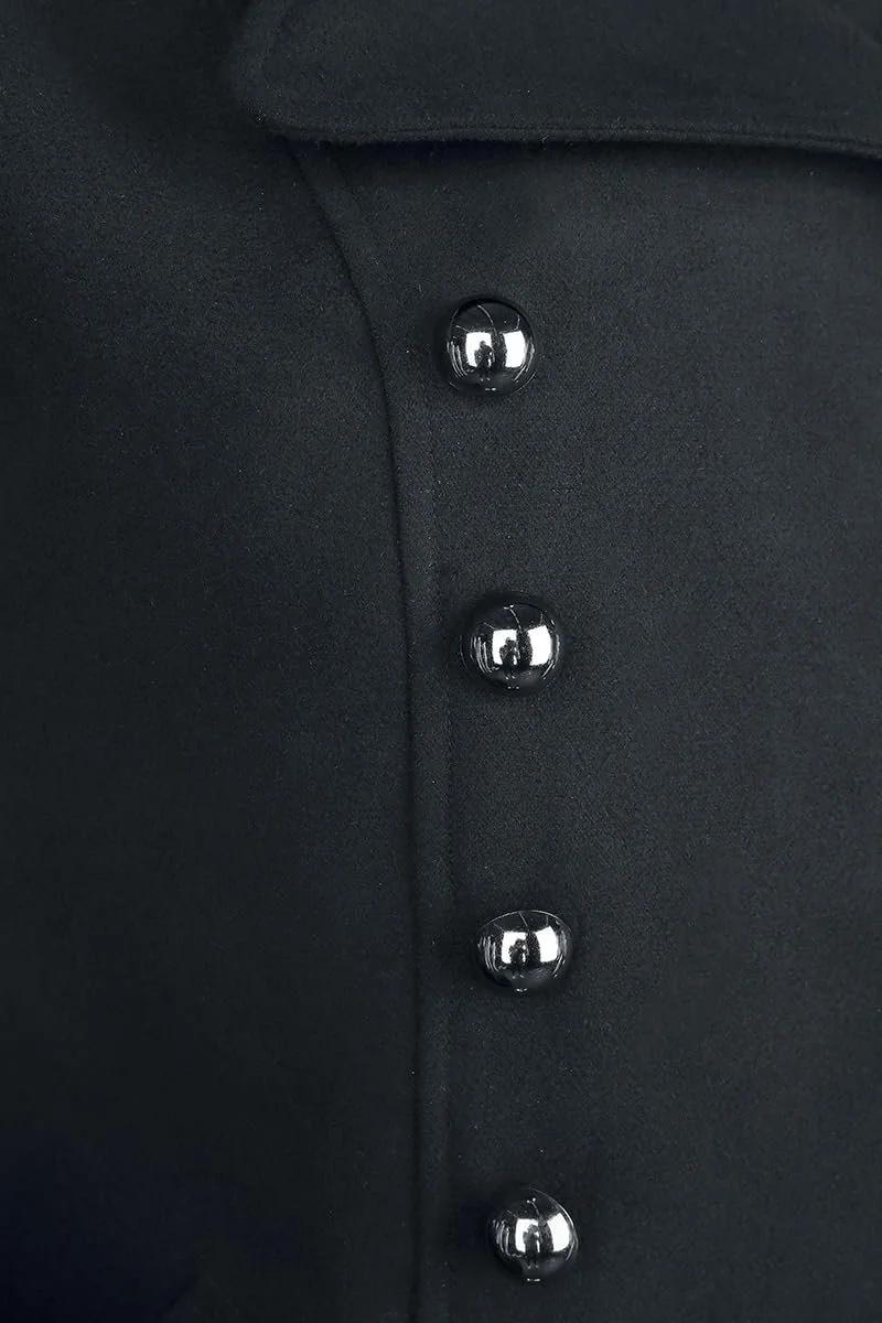 Пальто Gothicana by EMP Довге У стилі мілітарі Двобортне Чорне, фото №3