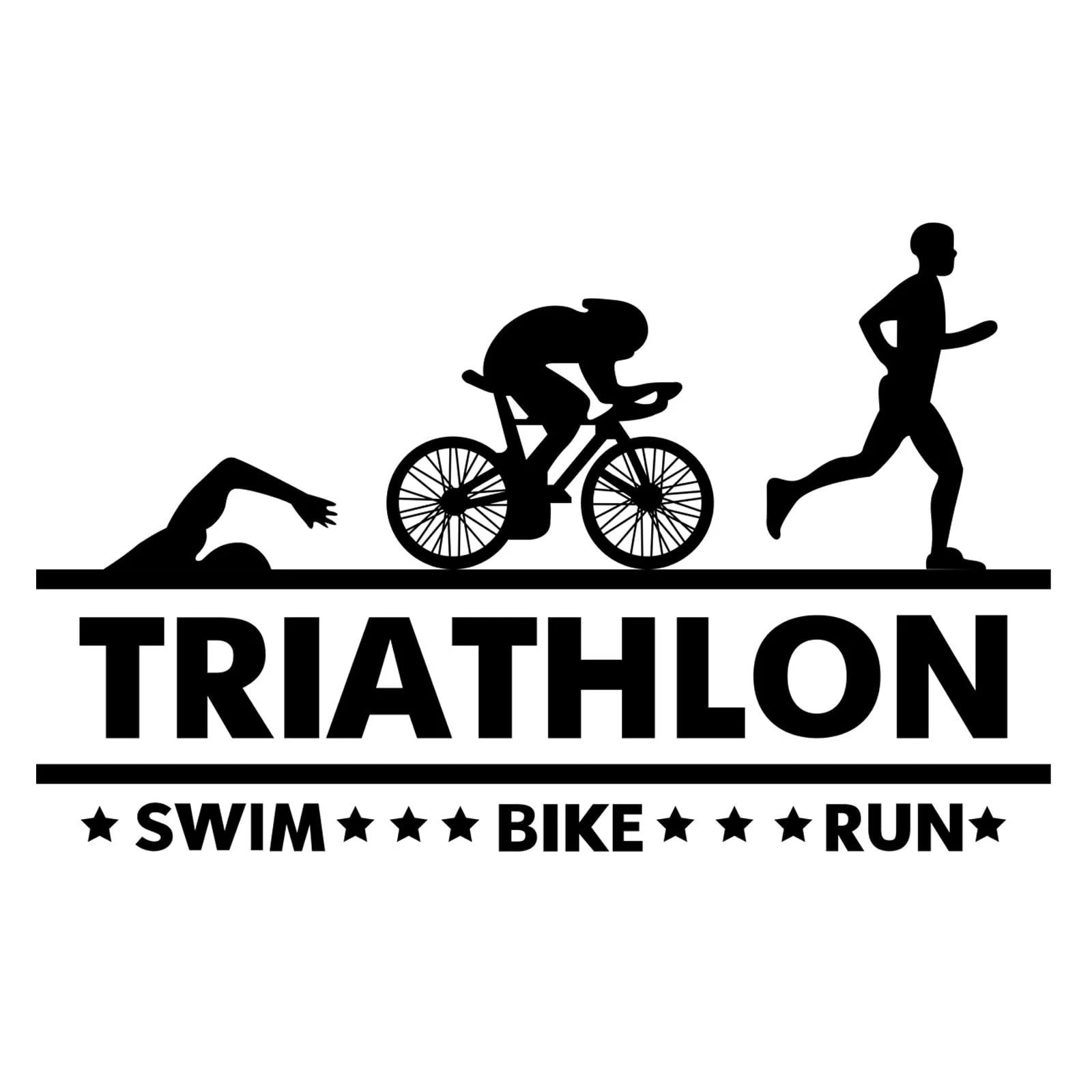 Наклейка на стіну Тріатлон Bike Swim Run Спорт Вінілова Чорний 123 x 76.2 см, фото №1