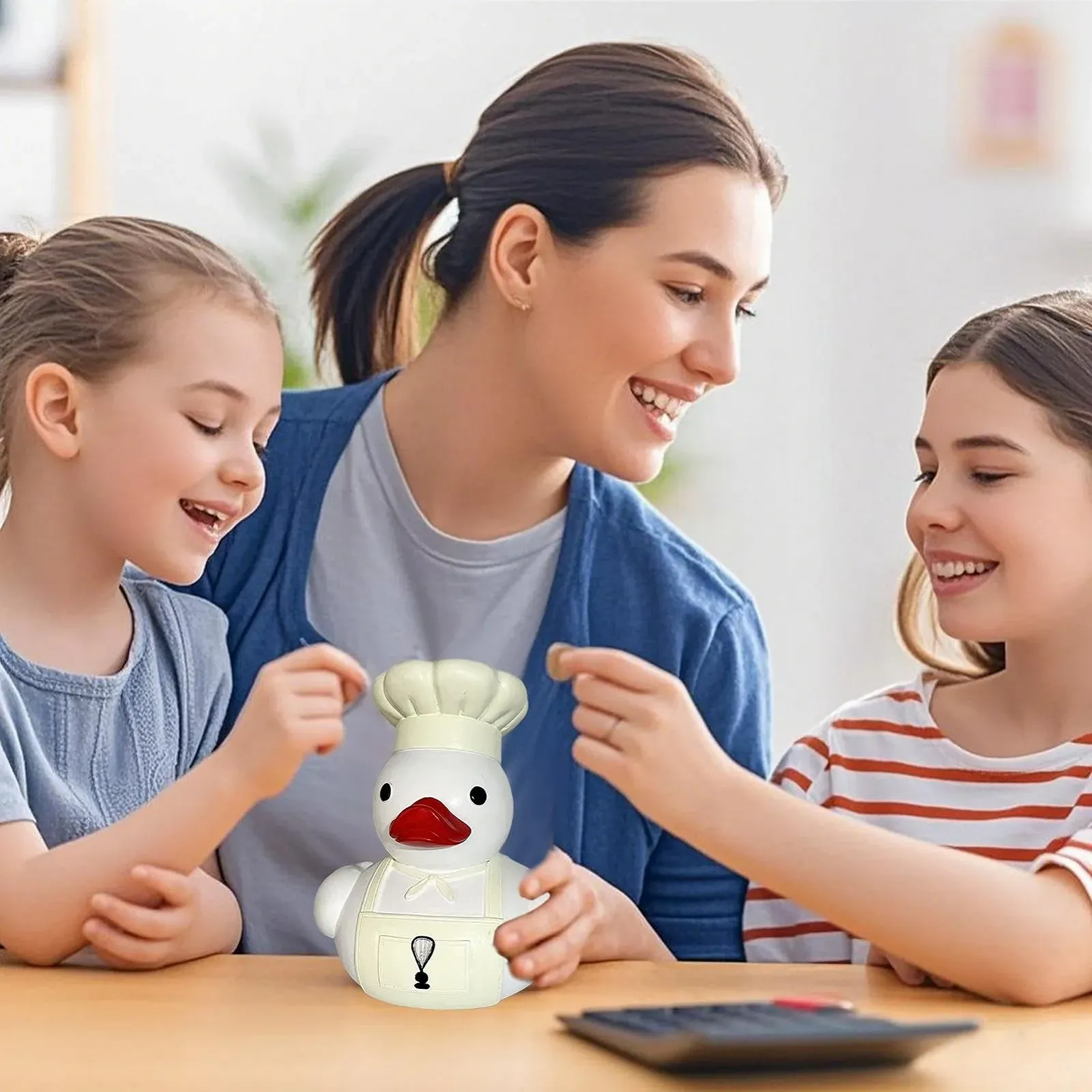 Скарбничка дитяча у формі качки з полірезину різнокольорова настільна, фото №8