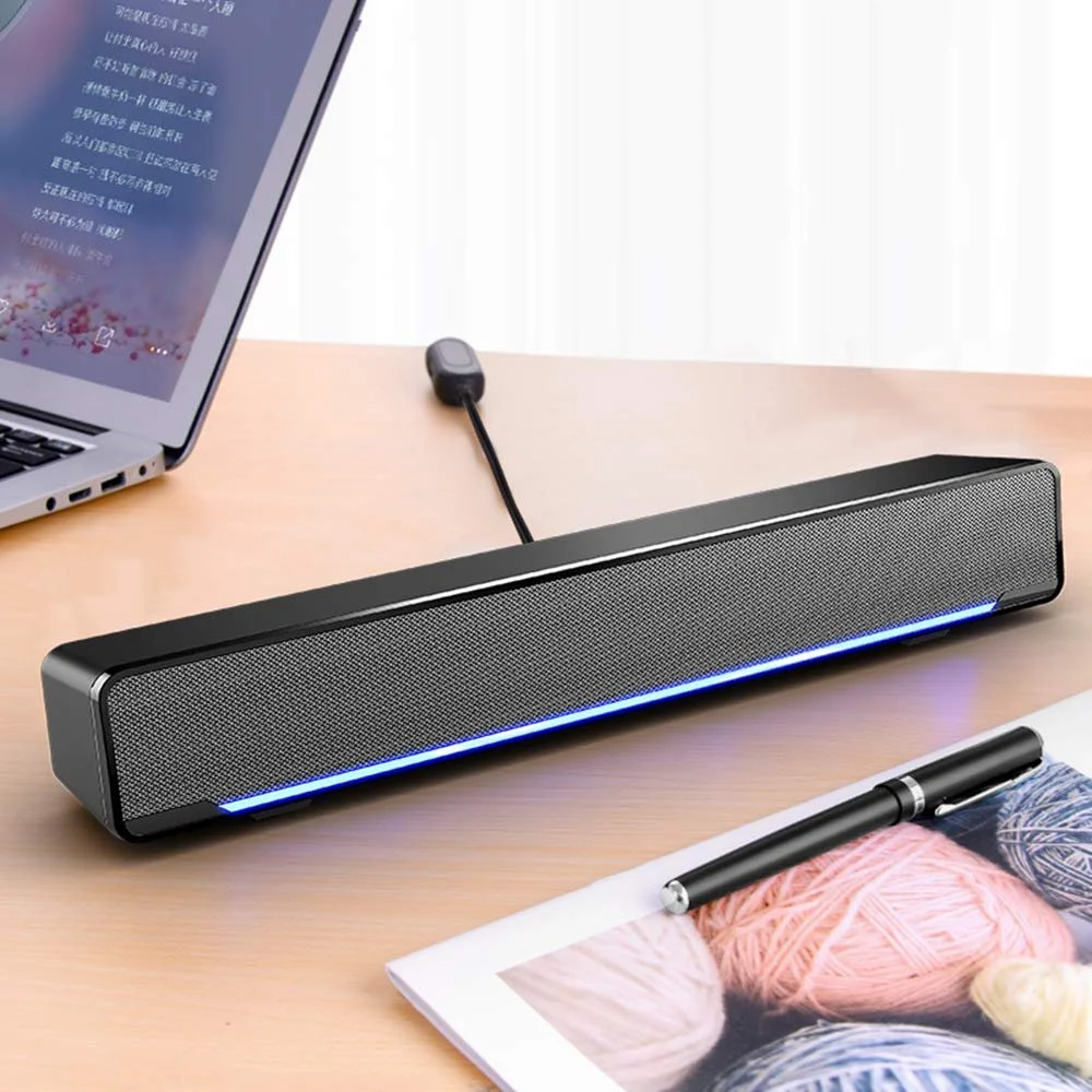 Soundbar Mini Стерео Сабвуфер Бас Окружающий Звук Колонка Проводной Плеер USB/3.5mm Audio Input для ПК Ноутбук Смартфон Планшет MP3 MP4, фото №2