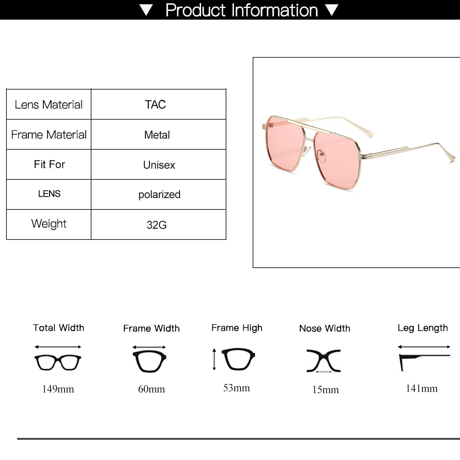 Сонцезахисні окуляри Квадратні OSAGAMA Поляризовані Великі Металеві, фото №3