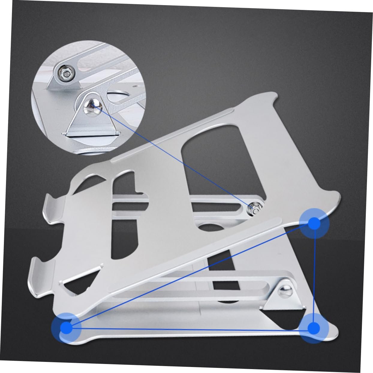 Подставка для ноутбука складная Алюминиевый сплав Регулируемая подставка для ноутбука Портативная поддержка для ноутбука Серебристый, фото №5