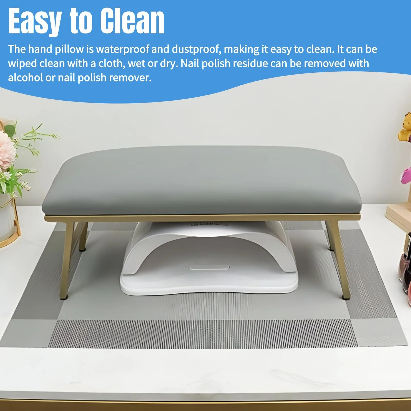 Підставка для рук для манікюру з мікрофібри Сіра, фото №6