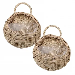 Підвісні кашпо VICASKY 2 шт. кошики рустикальні 18 см для вітальні та передпокою плетені - Фото 1