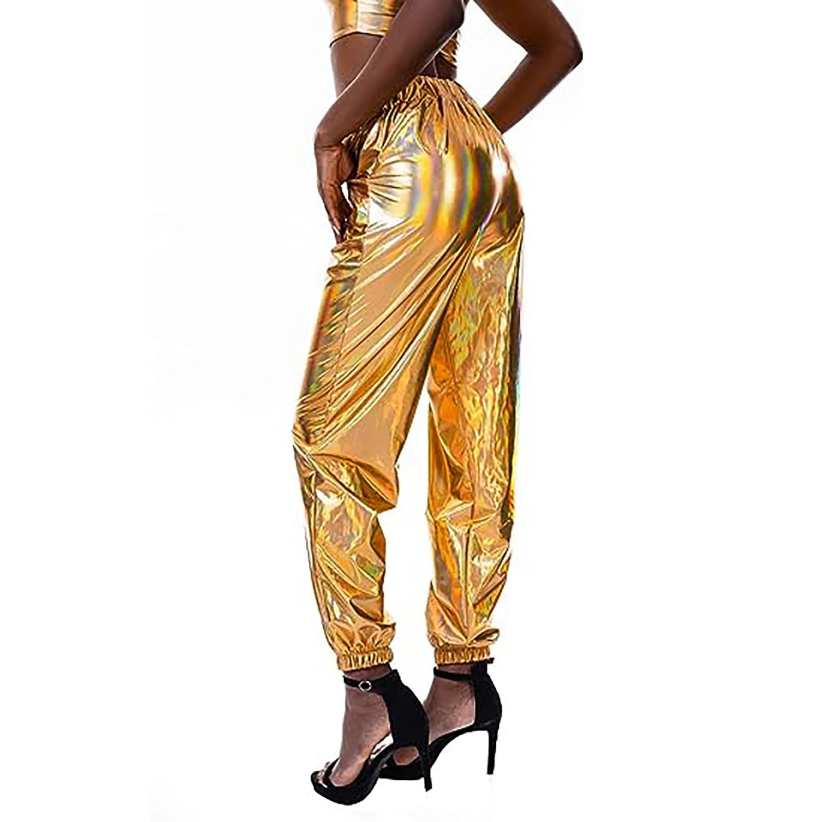 Жіночі металеві блискучі штани, фото №7 Жіночі металеві блискучі штани, фото №7