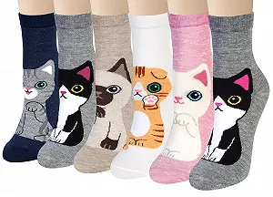 Шкарпетки Жіночі з бавовни з тваринами (6 пар) Собака Кішка Різні кольори One Size - Фото 1