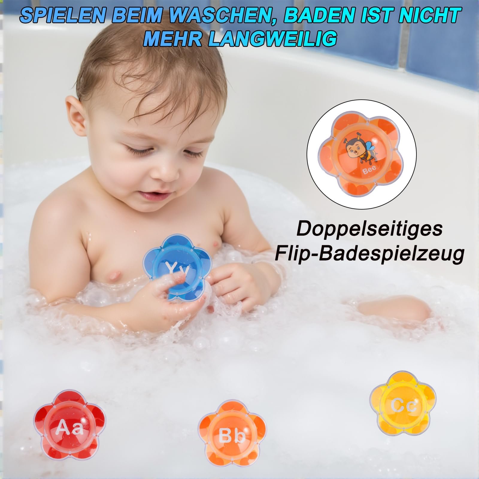 Іграшка для ванни Алфавіт Квіти Плаваюча Навчальна, фото №2