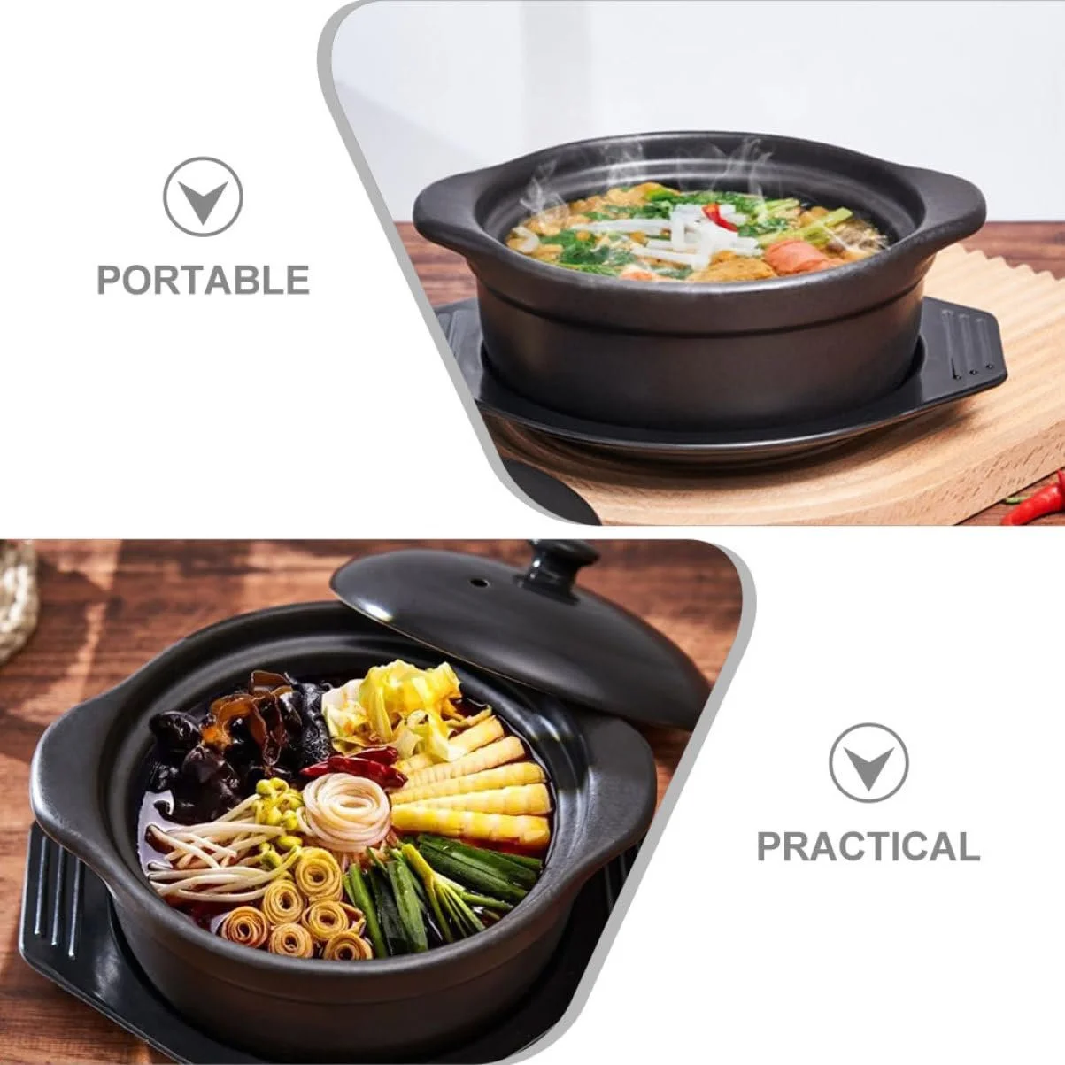 Керамічна каструля жаровня 1,26 л з кришкою та подвійними ручками термостійка, фото №8