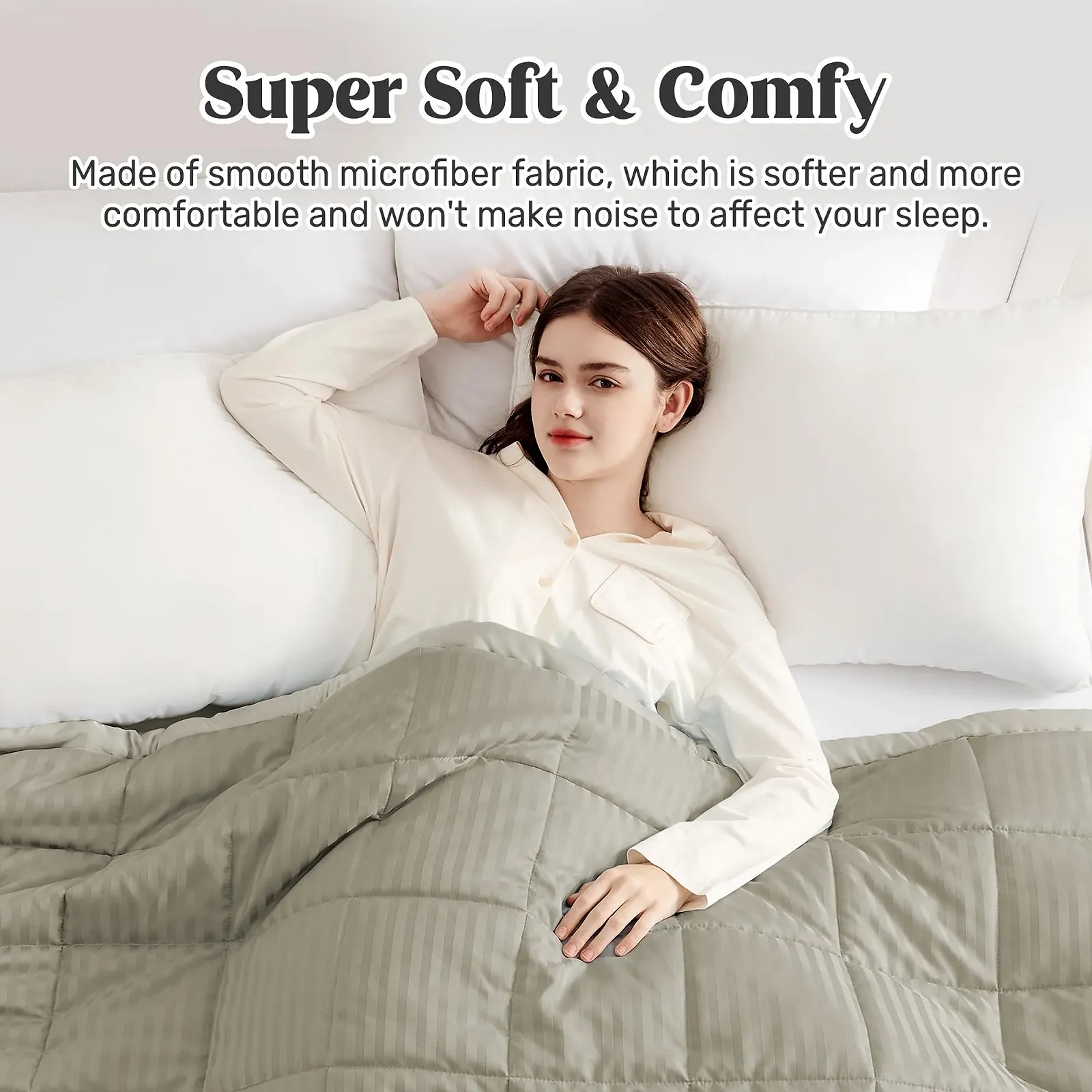 Покривало UNIKOME Queen Size М'яка Легка Альтернатива Пуху з Сатиновою Обробкою Пісочний колір (229 x 229 см), фото №5
