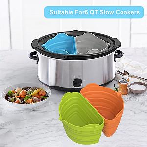 Вкладыши для медленноварки Pack 3-8 Quart Liner Силикон многоразовые вкладыши для кастрюль складной вкладыш черный и серый synthetic.ua - Фото 1