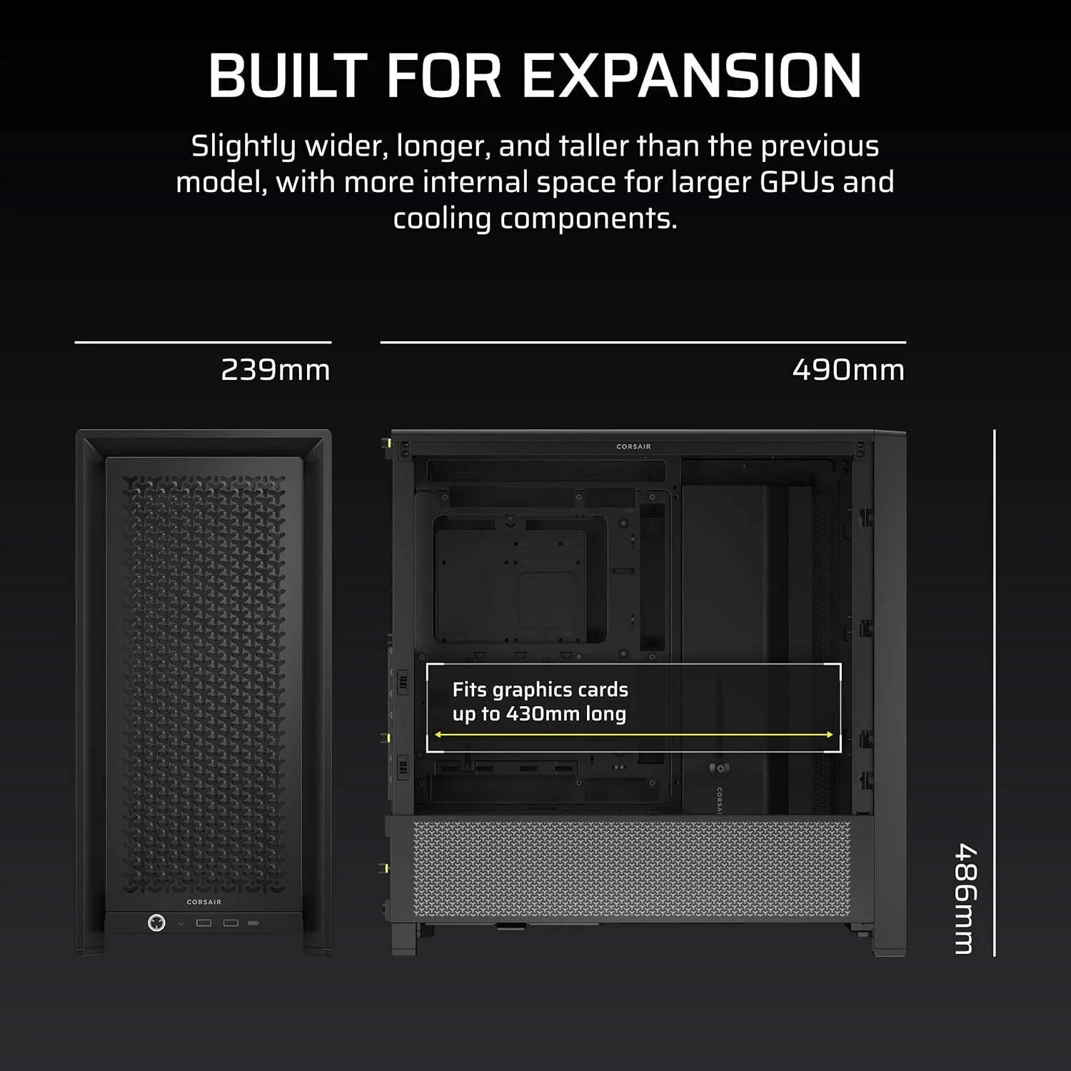 Корпус для ПК CORSAIR 4000D Frame Modular Чорний, фото №9