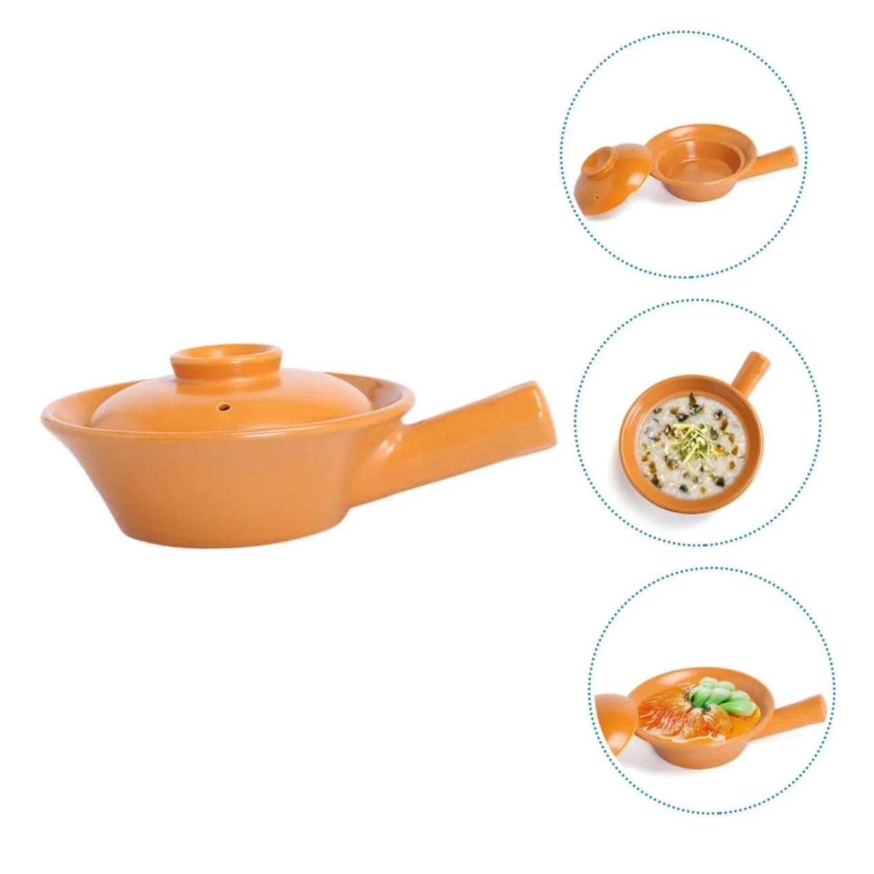 Горшок керамический маленький с ручкой термостойкий для газовой плиты, фото №7