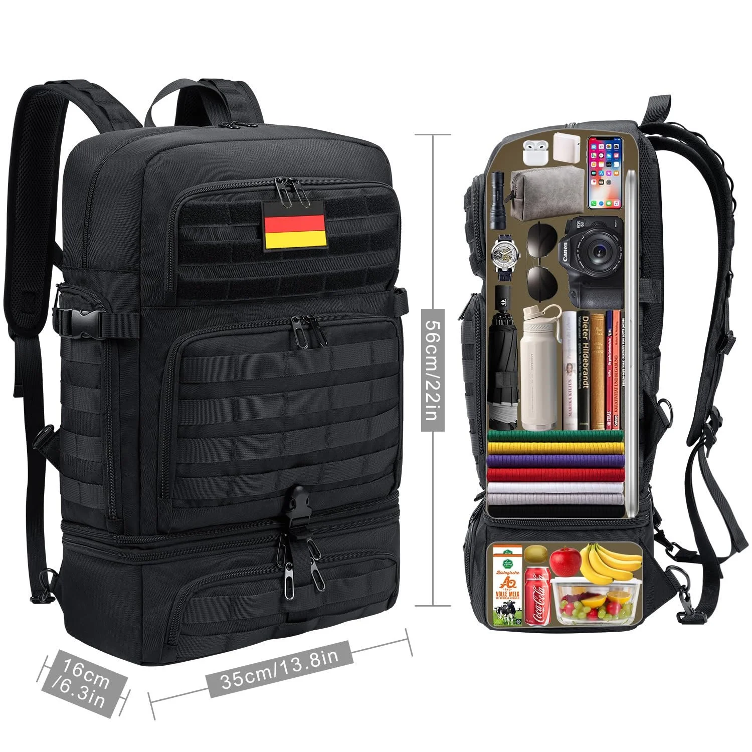 Рюкзак для ноутбука BERTASCHE 2-в-1 с сумкой-холодильником Tactical Black, фото №2