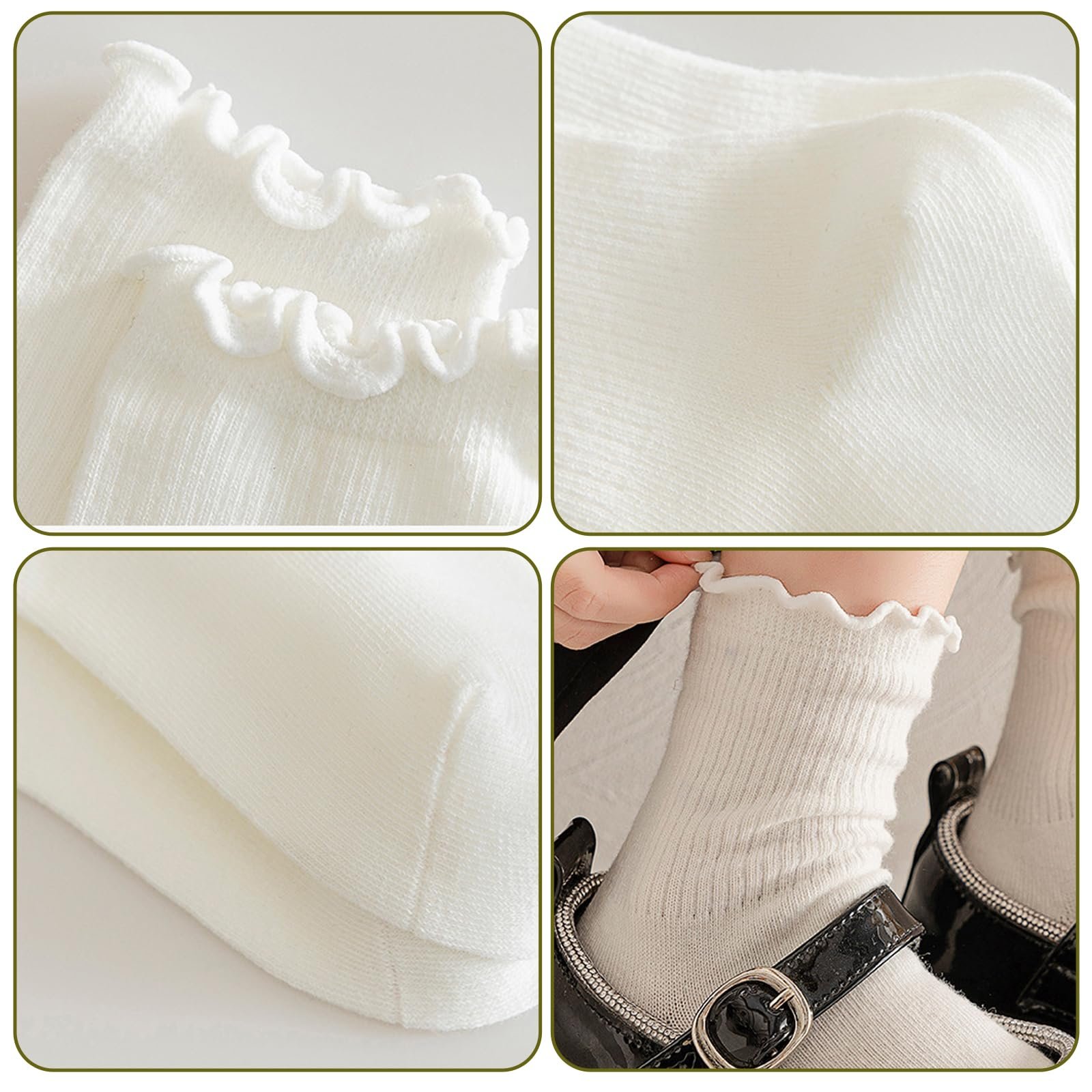 Носки с рюшами женские, 10 пар, Белый, 36-42, фото №4